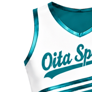 Maillot de cheerleading bleu sarcelle sans manches, coupe courte, respirant, uniforme sportif, tenue d'entraînement personnalisée pour équipe, vêtements de performance athlétique - Product Image 4