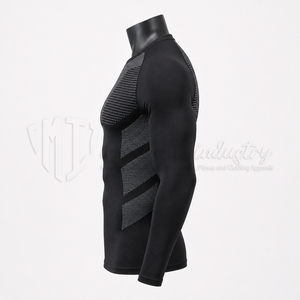 Men's <b>Long</b> <b>Sleeve</b> Compression Rash Guard <b>Black</b> <b>Mesh</b> Panel Quick Dry Athletic Performance Shirt - Product Image 4