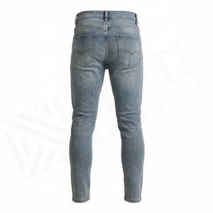 Slim Fit Stonewashed Denim <b>Jeans</b> <b>Men</b> Mid Waist Straight Leg Cotton Casual Spring Style Pants - Product Image 6