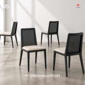 Silla de Comedor Yuki Simple de Madera de Teca y Ratán con Asiento Tapizado para Cafetería, Restaurante, Hotel, Venta al por Mayor en Indonesia - Product Image 6