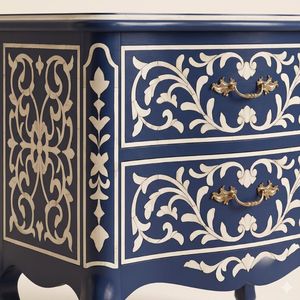Mesita de Noche Azul Marino Moderna y Lujosa Hecha a Mano con 2 Cajones, Mesa Auxiliar con Incrustaciones de Hueso, Muebles Ecológicos para Dormitorio - Product Image 5
