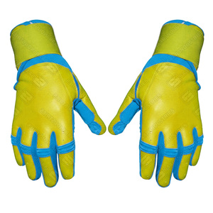 Guantes de Béisbol de Cuero Azul y Amarillo, Ambidiestros, con Cierre de Gancho y Bucle, Soporte de Muñeca Duradero, Logotipo Personalizado, Entrenamiento Unisex - Product Image 5