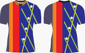Maillot de rugby personnalisé sublimé pour homme, manches courtes, col montant, pull rayé bleu, rouge, orange, anti-humidité, ajusté - Product Image 4