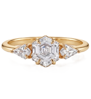 Bague de mariage en or massif 10K 14K 18K avec trois diamants hexagonaux de laboratoire certifiés IGI, couleur DEF, clarté VS VVS, vente en gros