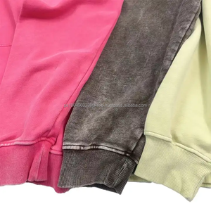 Ropa de invierno 420gsm tela de lana pesada lavado ácido Vintage sol desteñido parche desgastado sudaderas con capucha para hombres con estilo - Product Image 3