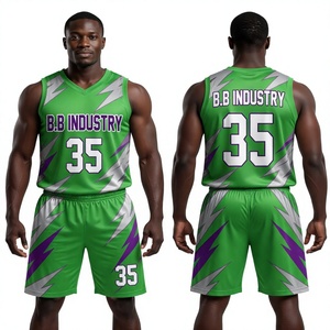 Tenues de basket-ball Pro Style Blue Fire Splash, maillot personnalisé avec short, numéro 35, équipement sportif d'équipe B.B Industry - Product Image 6