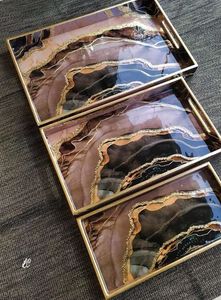 Handmade <b>Ceramic</b> Luxury Art Decorative Tray with <b>Coasters</b> Eco-Friendly Washable Modern Home Decor Daily Use Food Fruit Design - Product Image 5