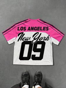 Camiseta de malla extragrande personalizada estilo jersey con estampado gráfico y número, proveedor mayorista de ropa urbana - Product Image 5