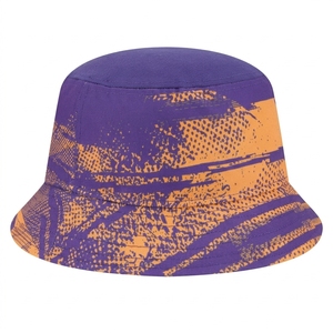 Customized Unisex <b>Purple</b> Bucket <b>Hat</b> With Orange Geometric Pattern Casual Spring Summer Adult Wear - Product Image 2