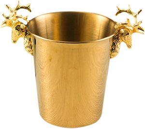 5L Gold Ice Bucket with Reindeer Head Handles Stainless Steel Double Wall Beverage Chiller for Beer Wine & Cocktail Parties - Product Image 2