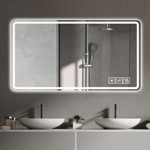Specchio da Bagno LED Antiappannamento con 5 Livelli di Luminosità, Illuminazione Frontale e Posteriore, Montaggio a Parete, Disponibile in 3 Colori - Product Image 4