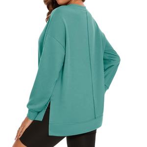 Vente en gros sweat-shirt d'hiver en molleton uni pour femmes vêtements de ville décontractés figurines d'épaule respirantes sweats à capuche écologiques tricotés - Product Image 2