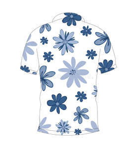 เสื้อโปโลพิมพ์ลายดอกไม้สีขาวน้ำเงินสำหรับผู้ชาย เสื้อยืดโปโลแขนสั้นลำลองสำหรับฤดูร้อน เหมาะสำหรับเล่นกอล์ฟ - Product Image 5