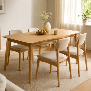 Ensemble de salle à manger ARTERRA Premium en teck scandinave moderne et écologique avec chaises à dossier à lattes et table rectangulaire pour projets hôteliers - Product Image 6