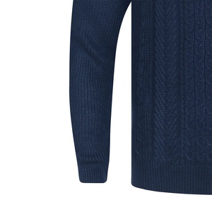 Pull à col roulé en tricot bleu marine pour homme, manches longues, couleur unie, pull d'hiver, coupe classique, laine/acrylique, anti-rétrécissement, séchage rapide - Product Image 5