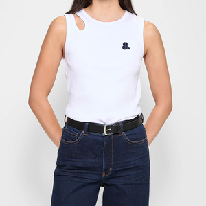 Camiseta sin mangas para mujer, de algodón y spandex, de secado rápido, transpirable, ecológica, informal, de tela jersey. - Product Image 1