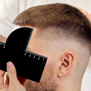 Tarjeta de Mejora de Barbería, Herramienta Negra para Dar Forma al Cabello, Tarjeta de Mejora en Forma de T para Barberos con Medidas, Reutilizable - Product Image 5