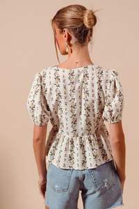 Blusa con estampado floral y lazo frontal con dobladillo fruncido de SO ME - Product Image 4