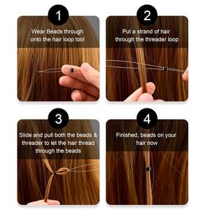 Kit d'extensions capillaires micro-anneaux en acier inoxydable de qualité chirurgicale Obexa avec pinces à perles, aiguille à boucle et crochet – Ensemble professionnel de coiffure à domicile - Product Image 5