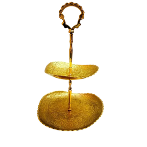 Elegant Designer 2 Tier Gold Metal Cake Stand Decorative <b>Round</b> Dessert <b>Serving</b> <b>Tray</b> For Birthday Parties And Home Decoration - Product Image 3