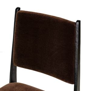 Modern Minimalist Dining <b>Chair</b> <b>Brown</b> Velvet Upholstered Seat and Backrest Black Metal Legs No Armrest - Product Image 4