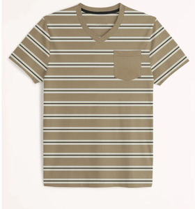 Camiseta de Algodón a Rayas Sublimada Transpirable de Alta Calidad al por Mayor, Camiseta Casual de Manga Corta para Hombre 2026 - Product Image 1