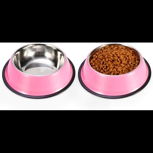 ชามสเตนเลสกันลื่นสำหรับสัตว์เลี้ยงขนาดเล็กฐานซิลิโคนแบบพกพาสำหรับแมวลูกสุนัขแมวลูกกระต่าย - Product Image 1