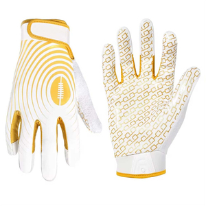 Guantes de fútbol americano de cuero blanco para exteriores, guantes deportivos de dedo completo, antideslizantes, transpirables, con cierre de gancho y bucle, unisex - Product Image 4