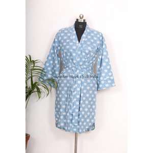 Chemise longue en coton style kimono pour femme, charme capricieux, élégance fluide et soyeuse, robes décontractées en gros - Product Image 3