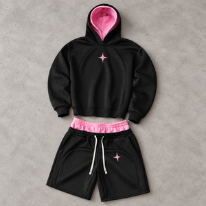 Conjuntos de Shorts con Cordón y Sudadera con Capucha a Juego, Ribete en Contraste, Estilo Diario, Ropa de Fin de Semana, Looks Urbanos, Surtido de Boutique - Product Image 6