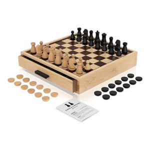 Juego de Ajedrez y Damas 2 en 1 de Madera de Alta Calidad con Cajón de Almacenamiento, Juego de Ajedrez de Mesa de Madera de Lujo con Logotipo Personalizado - Product Image 1