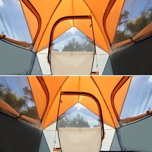 2/6 Outdoor Double-Layer Camping Tent with Large Mesh Windows Waterproof Windproof Rainproof Top Roof Portable for Families - Product Image 4