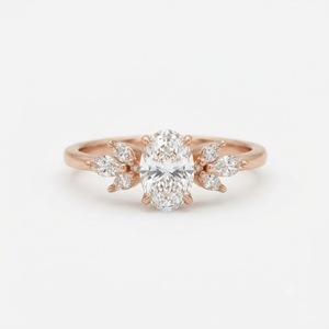 1.24CT Oval Diamond Engagement <b>Ring</b> 18K Real Gold E VVS2 Clarity Lab Grown Diamond Wedding <b>Ring</b> Cluster Dainty <b>Ring</b> Promise <b>Ring</b> - Product Image 2