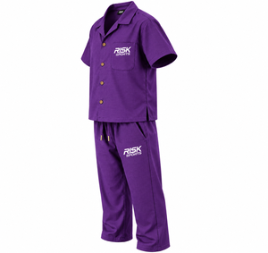 Ensemble décontracté d'été pour homme Risk Sports : T-shirt à manches courtes en maille unie violette et pantalon avec cordon de serrage - Product Image 2