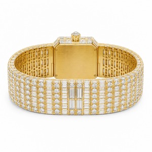 Luxury Women's <b>Diamond</b> <b>Watch</b> Yellow Gold Case Rectangle Quartz Analog Bracelet - Product Image 3