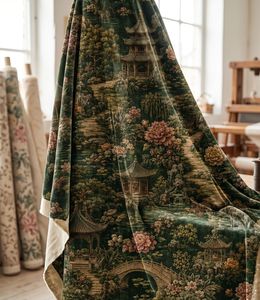 Modern Intricate Asian Lands Art Nouveau Velvet Or Blackout Window <b>Curtain</b> Each Panel Soft Luxury Decorative Drapes Room - Product Image 2