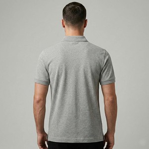 Camiseta de Hombre de Punto Grueso de Alta Calidad Personalizada, Color Gris Jaspeado, Logotipo Bordado Minimalista, Antiarrugas, Manga Corta - Product Image 4