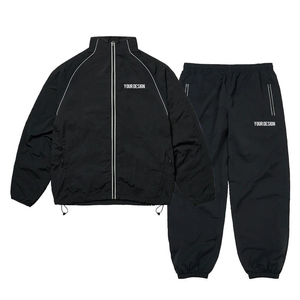 Waterproof Crinkle Polyester/Cotton Windbreaker Tracksuit Sports Football Set <b>Net</b> Lining Piping Adjustable String Stand Front - Product Image 1