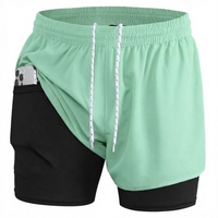 Shorts de sport respirants 2-en-1 pour hommes, séchage rapide, en Spandex, pour la course, le jogging, le fitness, le cyclisme et l'entraînement, idéal pour le surf