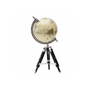 Globe terrestre de luxe sur trépied en métal |   Support de sol décoratif vintage avec carte géographique pour la maison, le bureau, la bibliothèque, thème voyage - Product Image 2
