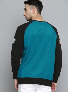 เสื้อสเวตเชิ้ตแขนยาวสีเขียวอมฟ้าและสีดำสำหรับผู้ชาย คอกลม ลายทาง พิมพ์ลายลำลอง ทรงปกติ ผ้าถักสำหรับฤดูใบไม้ร่วง ผ้าฝ้าย 100% - Product Image 2