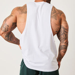 Camisetas sin mangas para hombre, camiseta de punto, camiseta blanca, corte holgado, sin mangas, chaleco de gimnasio para hombre - Product Image 2