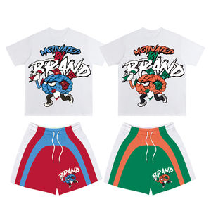 Ensemble T-shirt et short personnalisé, survêtement décontracté oversize d'été, tenue deux pièces en coton doux, style streetwear, vente en gros - Product Image 1