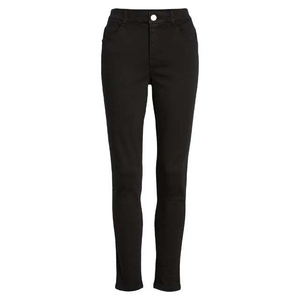 Jeans de Mezclilla para Mujer, Talla Grande, Cintura Alta, Color Negro Sólido, Transpirables, Corte Regular, Lavado Oscuro, Pantalones Casuales para Invierno - Product Image 2