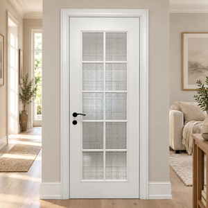 Porte française moderne en bois massif de qualité supérieure GA-09G, style à ouverture battante, design élégant avec panneau en verre, pour l'intérieur des appartements, salons et chambres. - Product Image 1