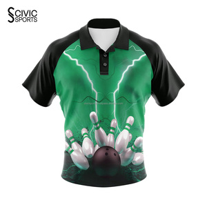 Polyester Sublimated Printing Zipper <b>Bowling</b> <b>Shirts</b> Wholesale Custom Original Quality <b>Bowling</b> Jersey - Product Image 5