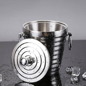 Enfriador de Vino y Champán de Acero Inoxidable de Alta Calidad, Diseño Doble, Cubetas de Hielo de Acero, Gran Venta - Product Image 4