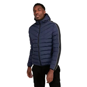 Veste d'hiver matelassée imperméable et coupe-vent pour homme OME Service, avec capuche tricotée, fermeture éclair frontale, style décontracté et tendance, effet délavé, grandes tailles - Product Image 1