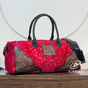 Hair on Metallic Cowhide Tooled <b>Leather</b> Travel <b>Duffel</b> <b>Bags</b> Western Design High Quality Large Capacity Travel Weekender <b>Bags</b> - Product Image 1