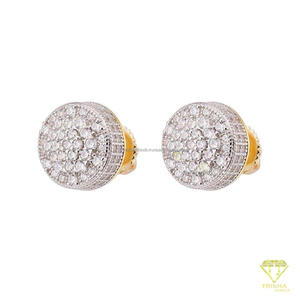 Pendientes de Diamantes Redondos Glamurosos Cultivados en Laboratorio, Plata de Ley 925, Joyería de Lujo con Incrustaciones de Diamantes para Hombre - Product Image 5
